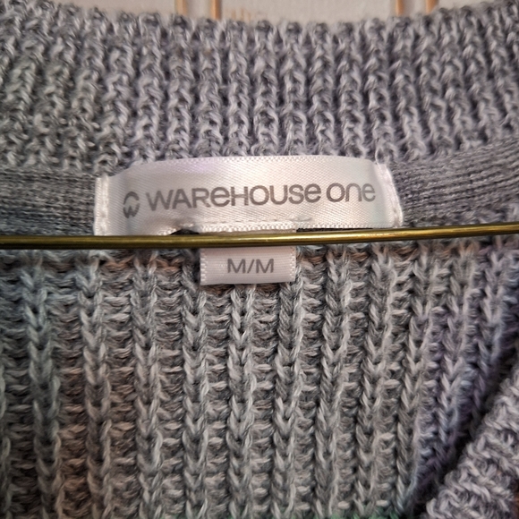 Warehouse Multicolor V-Neck Sweater with Buttons - Picture 2 of 3